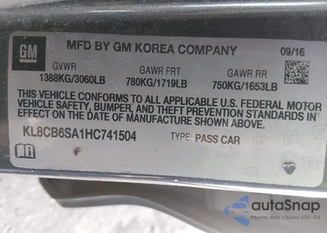 2017 Chevrolet Spark Ls Cvt from USA, damaged, VIN KL8CB6SA1HC741504